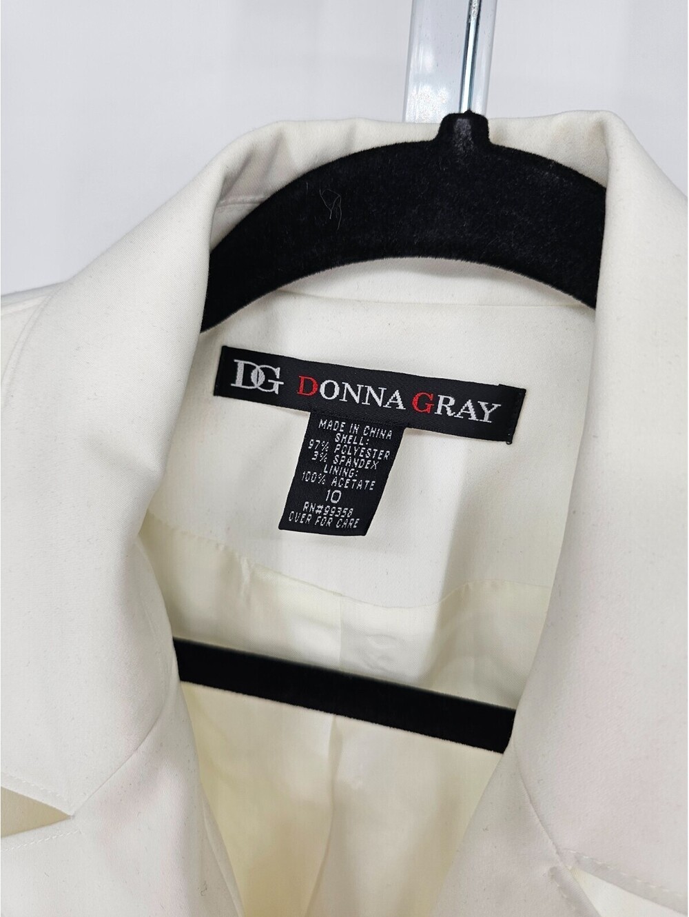 Vintage Donna Gray Womens Sz 10 Military Style Blazer Jacket Cream Star Buttons - Picture 3 of 4